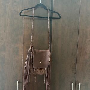 Night Moves Hand Tooled Buffalo Leather Fringe Crossbody